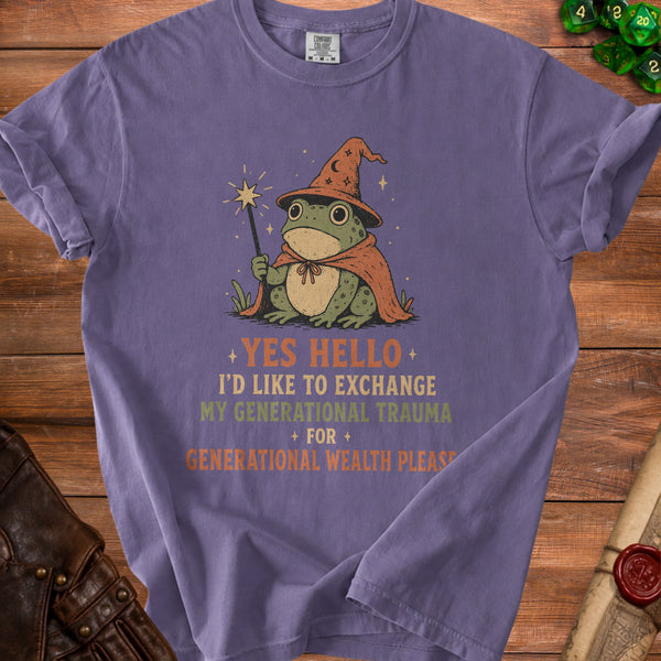 Wizard Frog Wealth Strategist T-Shirt in Grape
