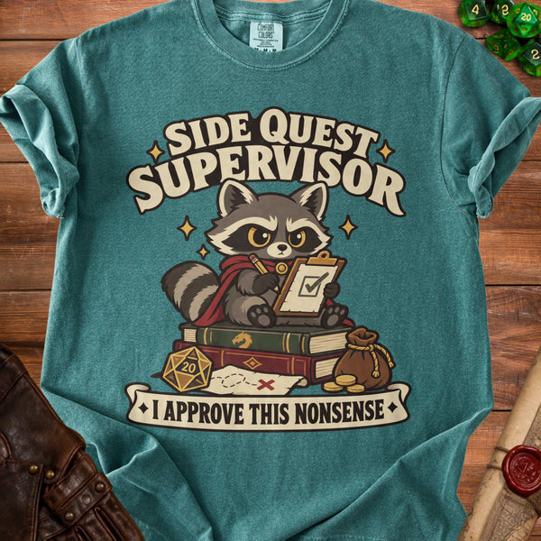 Side Quest Raccoon T-Shirt in Blue Spruce