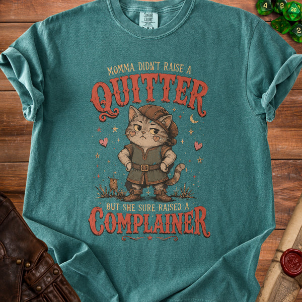Complainer Cat T-shirt in Blue Spruce