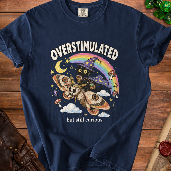 Overstimulated Cat T-Shirt in True Navy