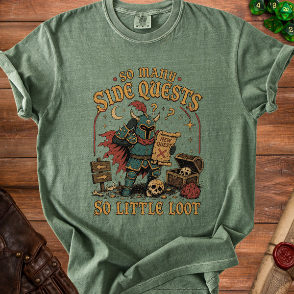 So Many Side Quests T-Shirt in Moss