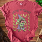 T-shirt with green goblin character and text "EVERYDAY MY HEAD GOES".