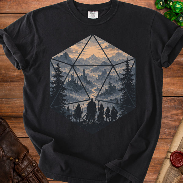 D20 Quest Portal to Adventure T-Shirt in Black