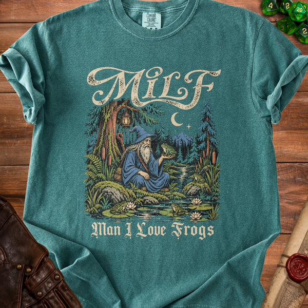 Frog Wizard Pond Magic T-Shirt in Blue Spruce