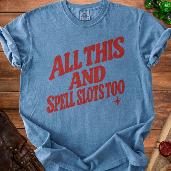 Vintage Spell Slots T-Shirt in Blue Jean
