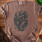 Brown t-shirt with distressed knight graphic and text "I MISS MY BLO"
