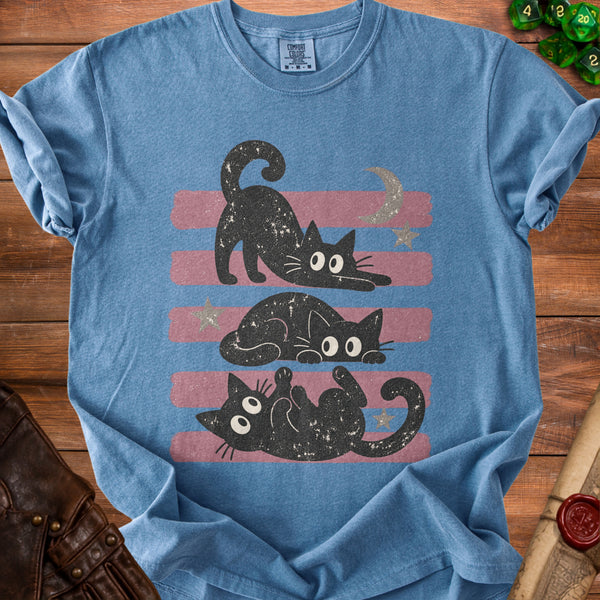 Cosmic Cats T-Shirt in Blue Jean