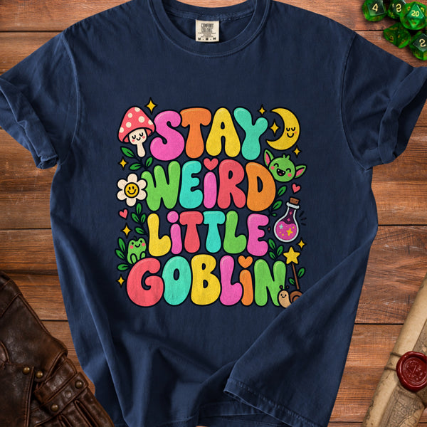 Stay Weird T-Shirt in True Navy