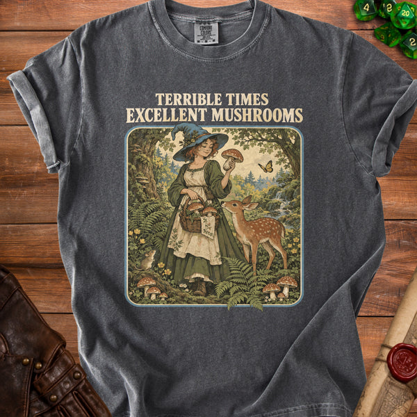 Mushroom Witch T-shirt in Pepper