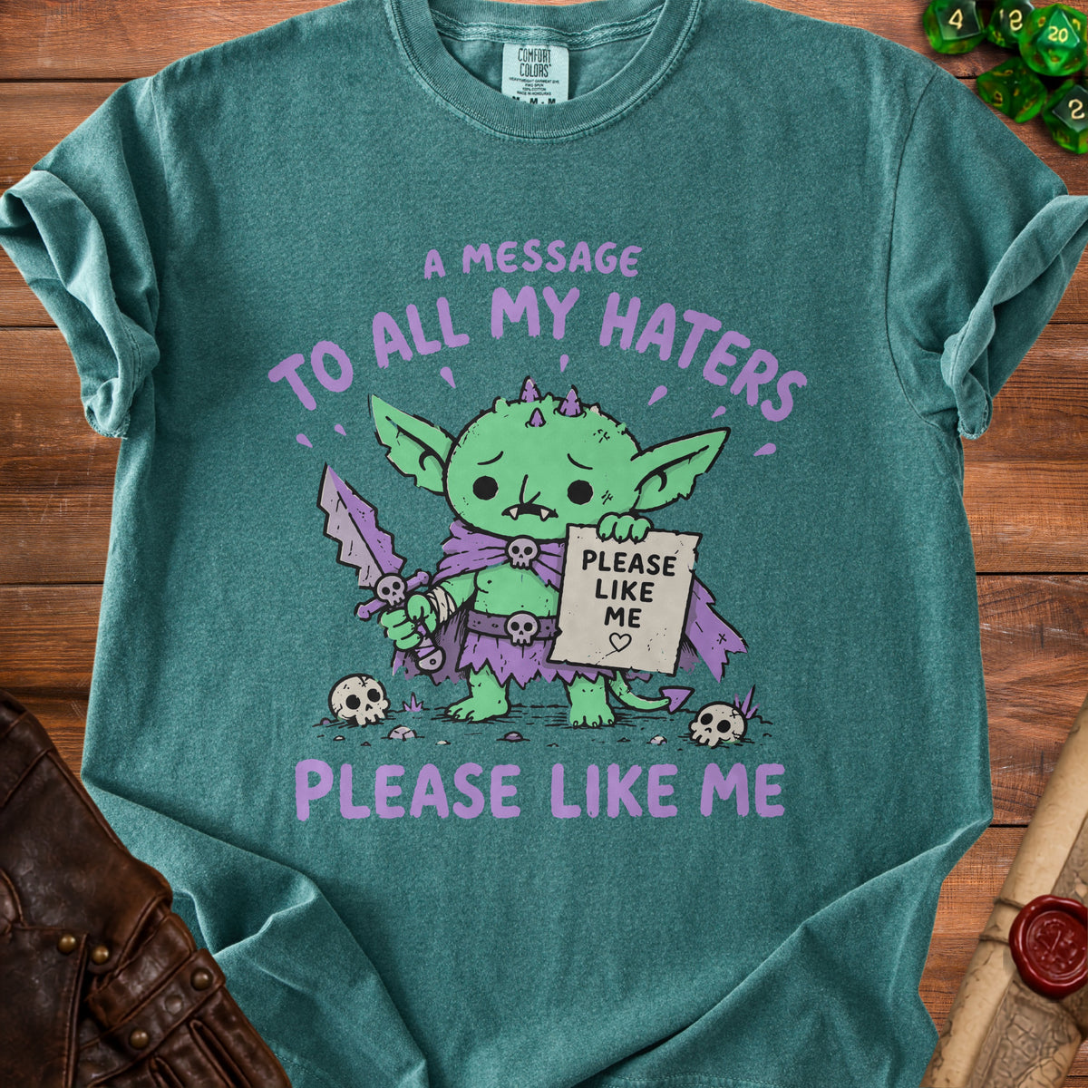 Goblin holding "Please Like Me" sign with text "A Message to All My Haters".