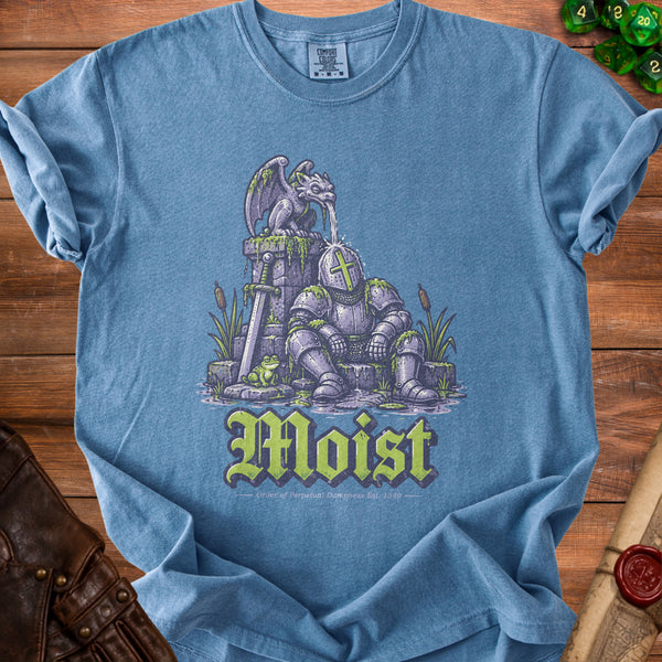 Moist Knight Perpetual Dampness T-Shirt in Blue Jean