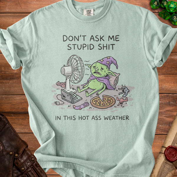 Grumpy Goblin Hot Weather Mood T-Shirt in Bay