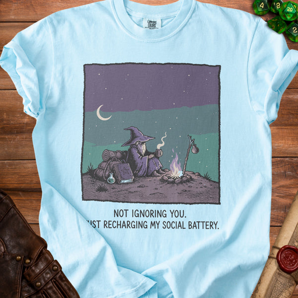 Social Battery T-Shirt in Chambray