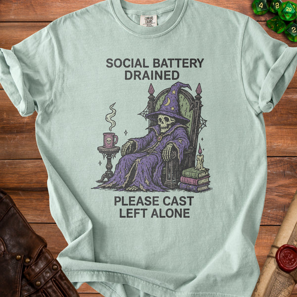 Social Battery Drained T-Shirt in Bay