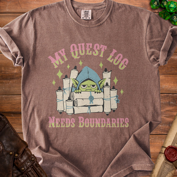 Quest Log Needs Boundaries T-Shirt in Espresso