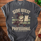 Frog wizard holding scroll with "Side Quest Professional" text and "Main Objective: Neglected".