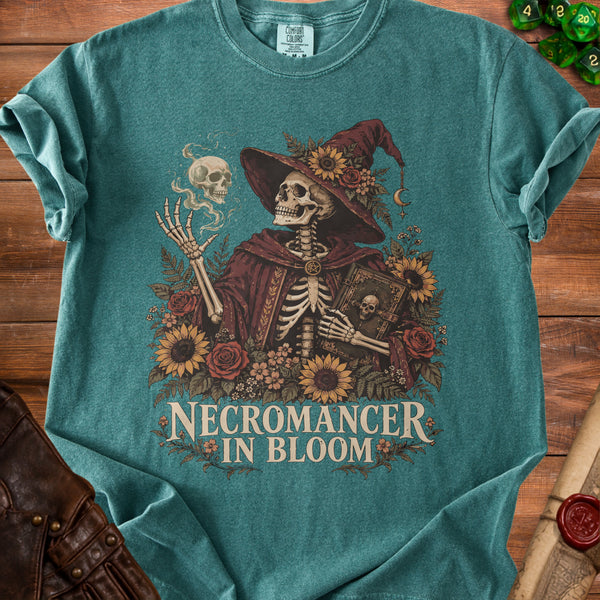 Necromancer Bloom Sunflower T-Shirt in Blue Spruce