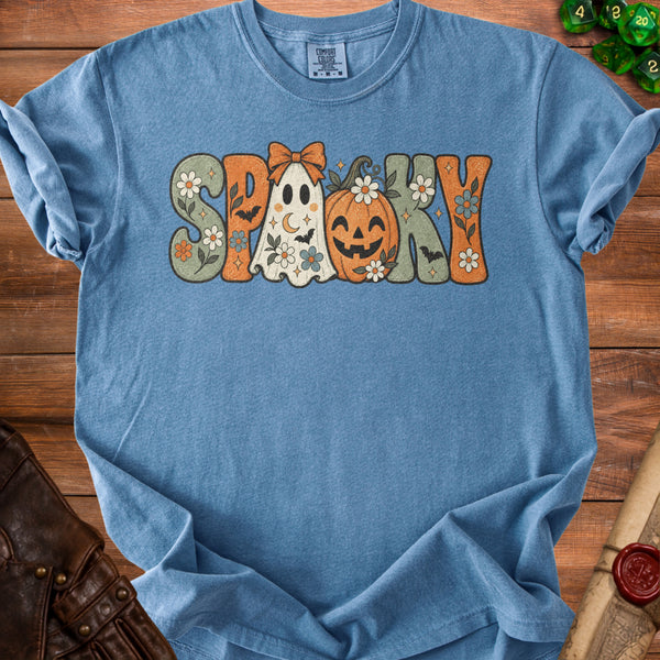 Retro Spooky T-Shirt in Blue Jean