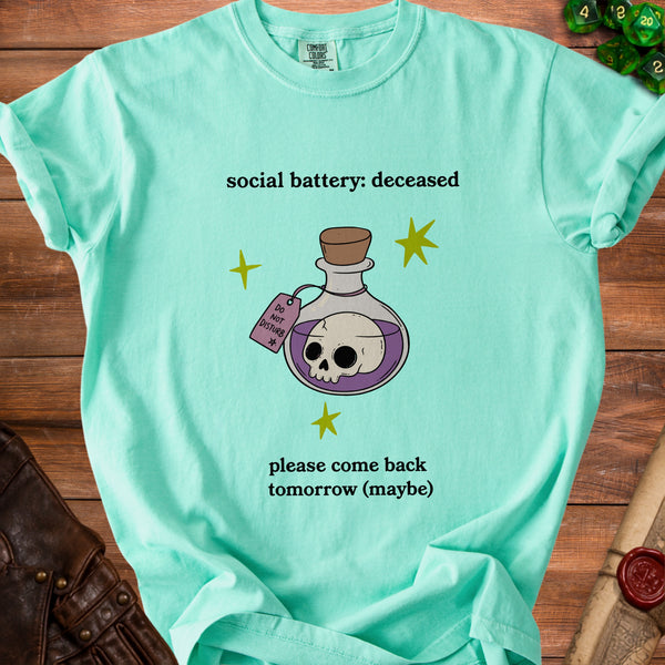 Social Battery Deceased T-Shirt in Island Reef