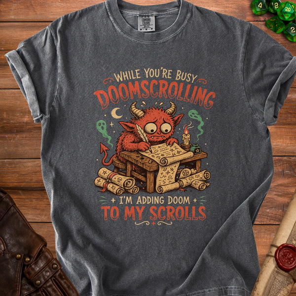 Doomscroll Demon T-Shirt in Pepper