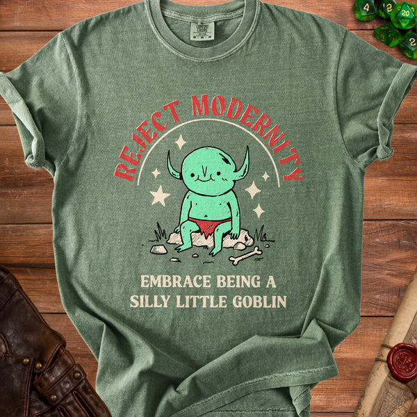 Silly Goblin Quiet Rebellion T-Shirt in Moss