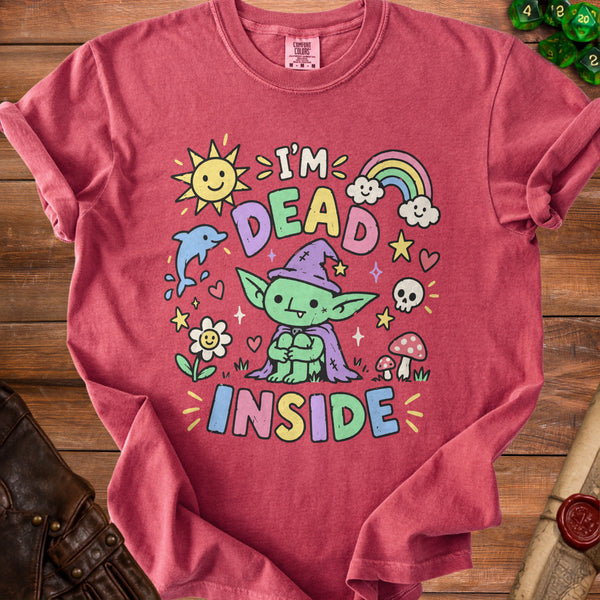 Dead Inside Cute Outside T-Shirt in Crimson