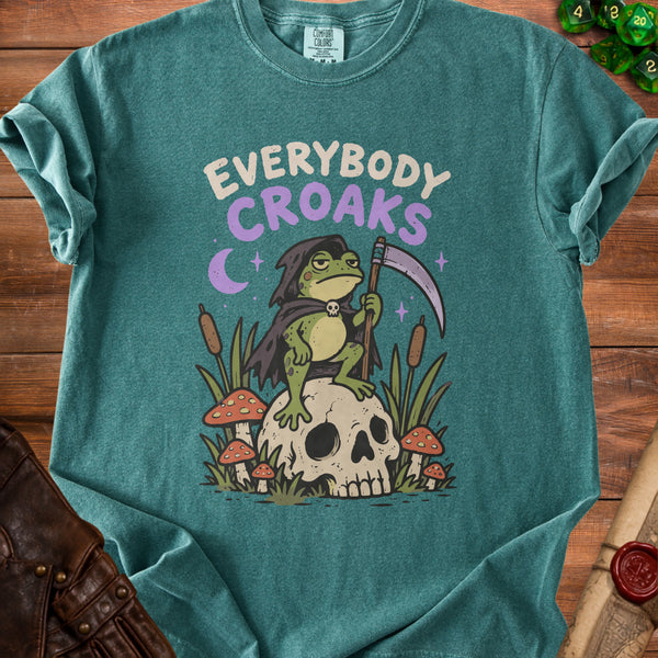 Everybody Croaks Swamp Witch Energy T-Shirt in Blue Spruce