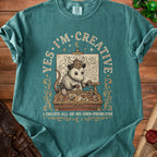 Opossum wearing a viking helmet at a desk with Dungeons & Dragons map and text.