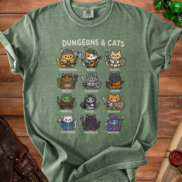 Dungeons & Cats T-Shirt in Moss