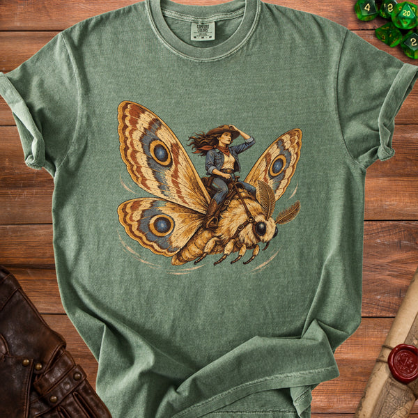 Moth Rider T-Shirt in Moss
