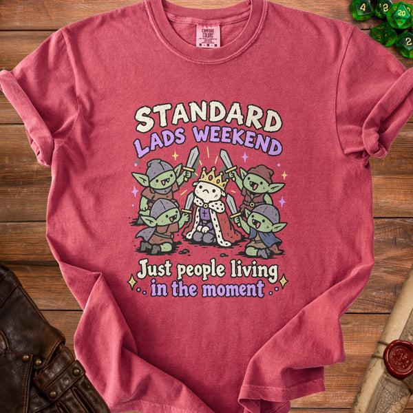 Lads Weekend Goblin Energy T-Shirt in Crimson