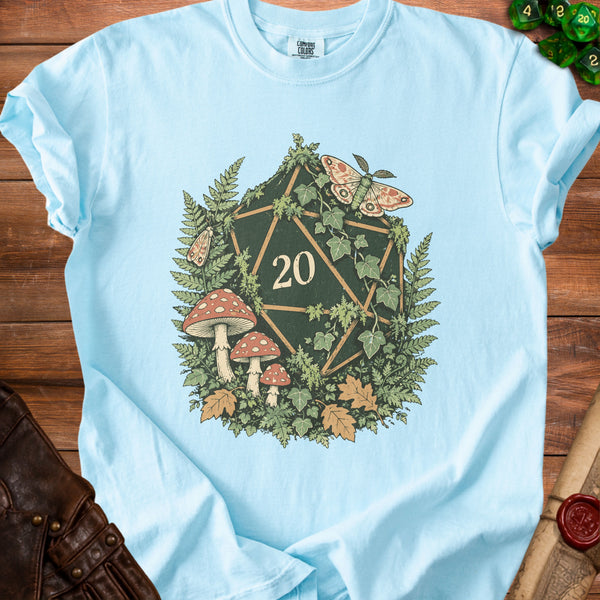 Botanical D20 Ancient Forest Magic T-Shirt in Chambray