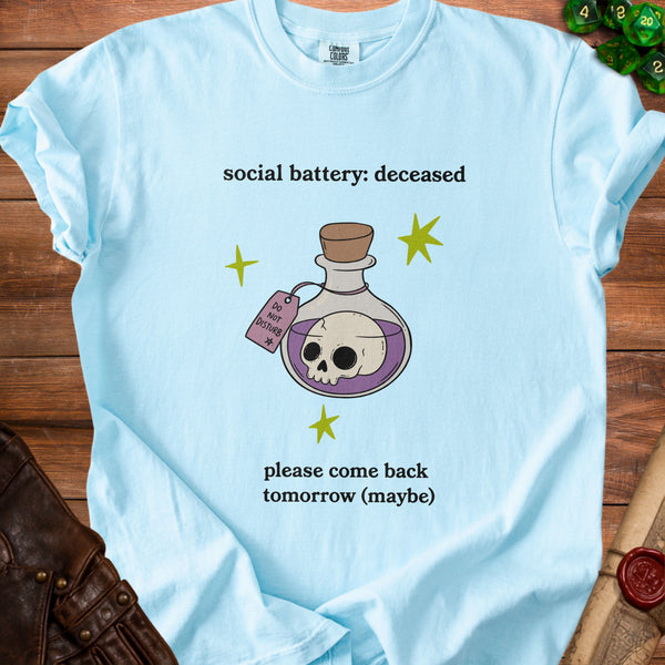 Social Battery Deceased T-Shirt in Chambray