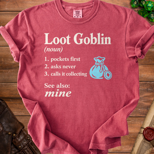 Loot Goblin Inventory T-Shirt in Crimson