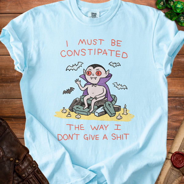 Dracula Humor T-Shirt in Chambray