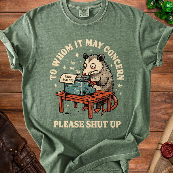 Sarcastic Opossum T-Shirt in Moss