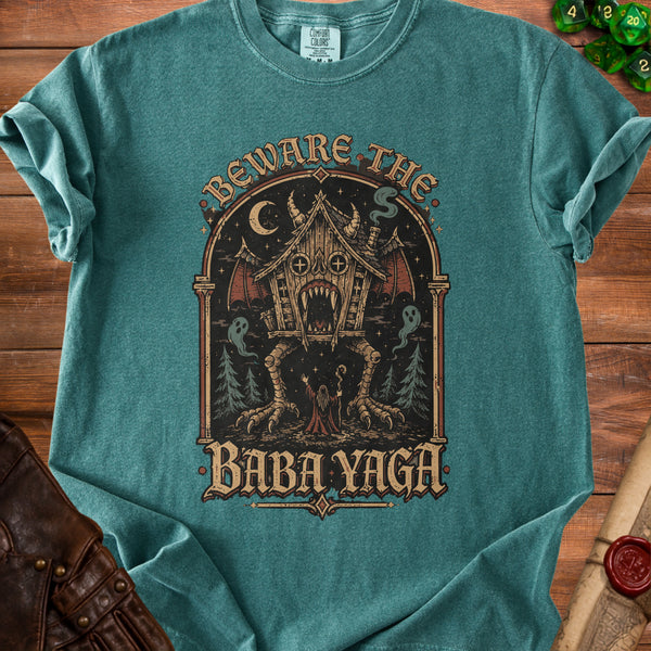 Beware Baba Yaga T-Shirt in Blue Spruce