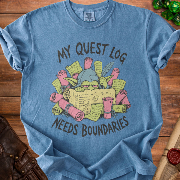My Quest Log T-Shirt in Blue Jean