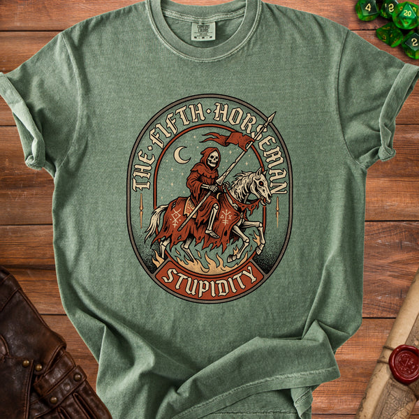 Fifth Horseman Relatable Apocalypse T-Shirt in Moss