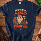 Cat on laptop with "How Your Email Finds Me" text and email notifications.