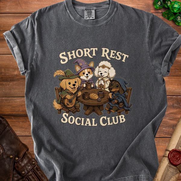 Short Rest Cozy Tavern Vibes T-Shirt in Pepper