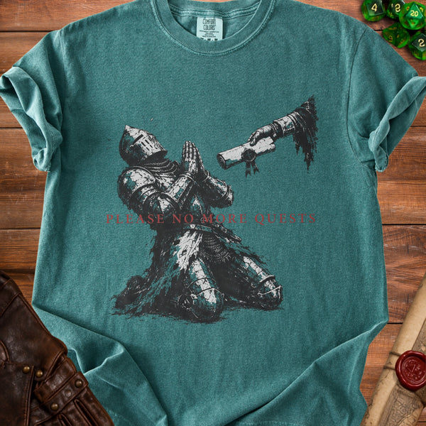 No More Quests T-Shirt in Blue Spruce