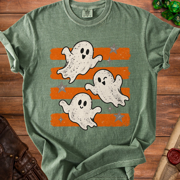 Retro Ghosts T-Shirt in Moss