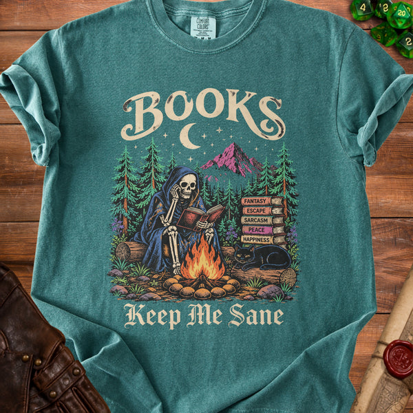Grim Reader T-shirt in Blue Spruce