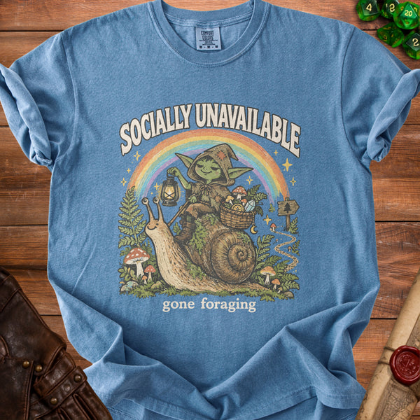 Socially Unavailable T-Shirt in Blue Jean