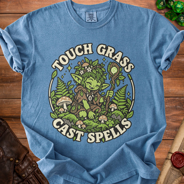 Touch Grass T-shirt in Blue Jean
