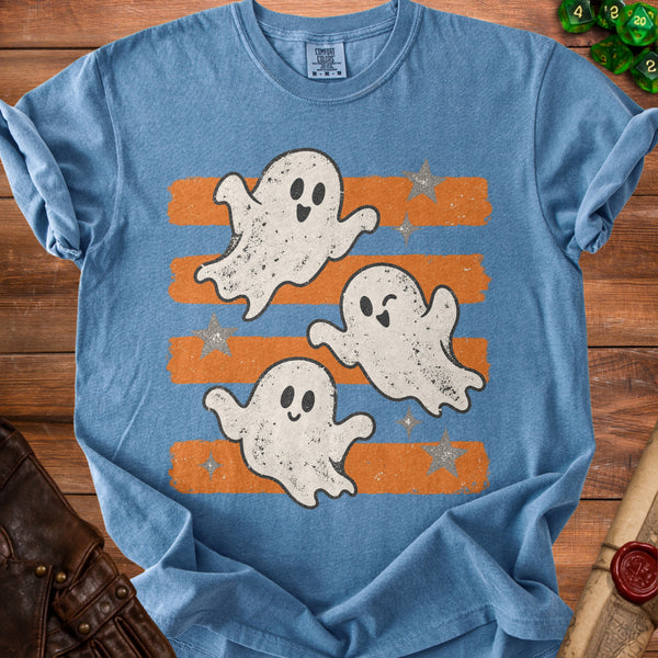 Retro Ghosts T-Shirt in Blue Jean