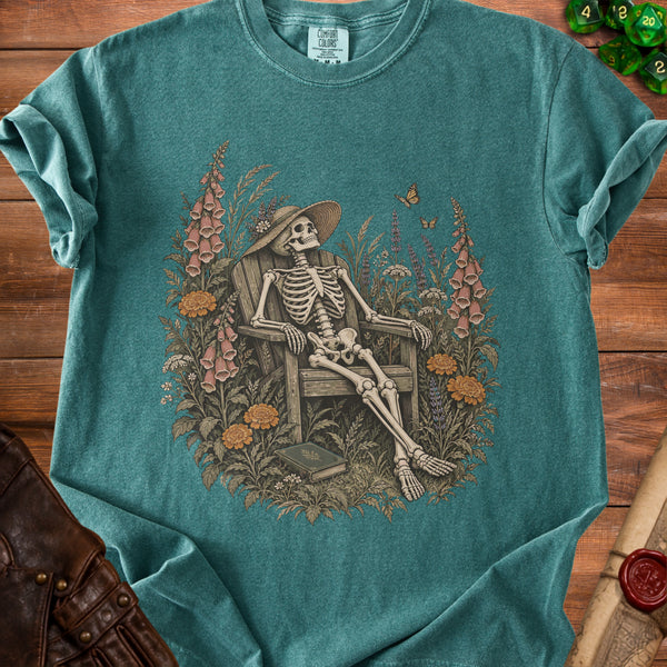 Garden Skeleton T-Shirt in Blue Spruce