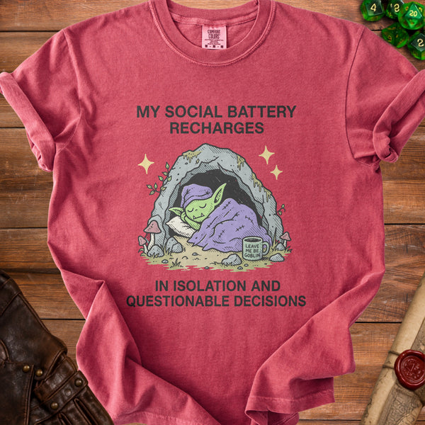 Social Battery Recharge Uniform T-Shirt in Crimson