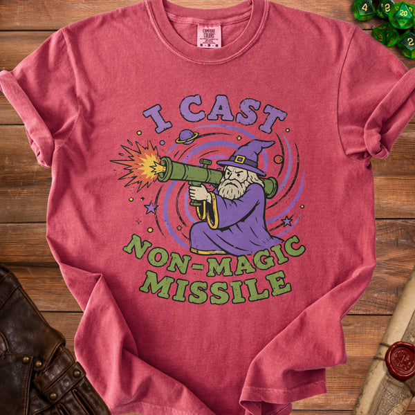 Non-Magic Missile Problem Solved T-Shirt in Crimson